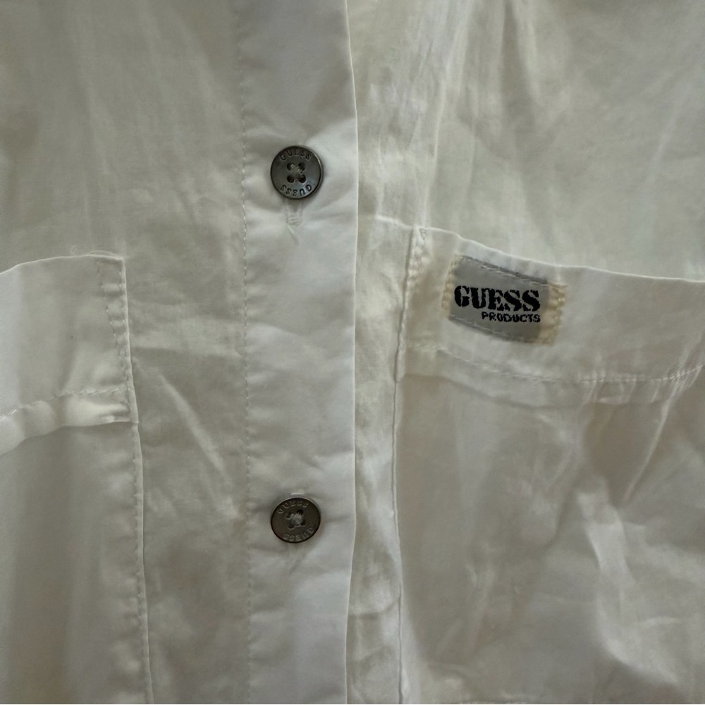 Guess White Long Sleeve Blouse – Size XS Classic Button-Up - Picture 4 of 7